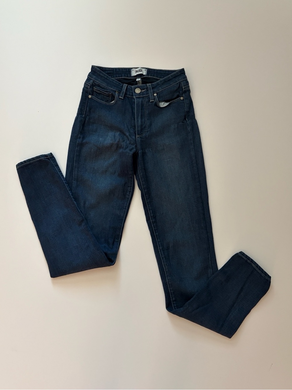 PAIGE Sz 24 Straight Skinny Jeans Dark Blue Denim Mid Rise